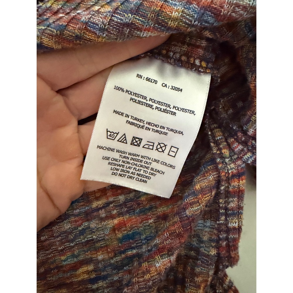 Kemi + Kin Multi Color Space Dye Ribbed Bell Sleeve Top Womens‎ Small - Picture 6 of 8